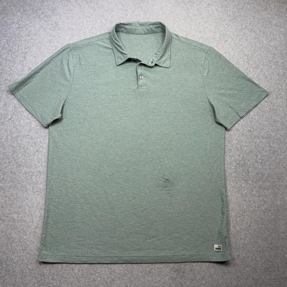 Vuori Strato Tech Polo Shirt Mens Large Heather Green Short Sleeve Active Golf
